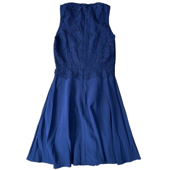 Alannah Hill Navy Blue Lace Silk Fit & Flare Dress Cocktail Wedding - Size 6 - Picture 3 of 14